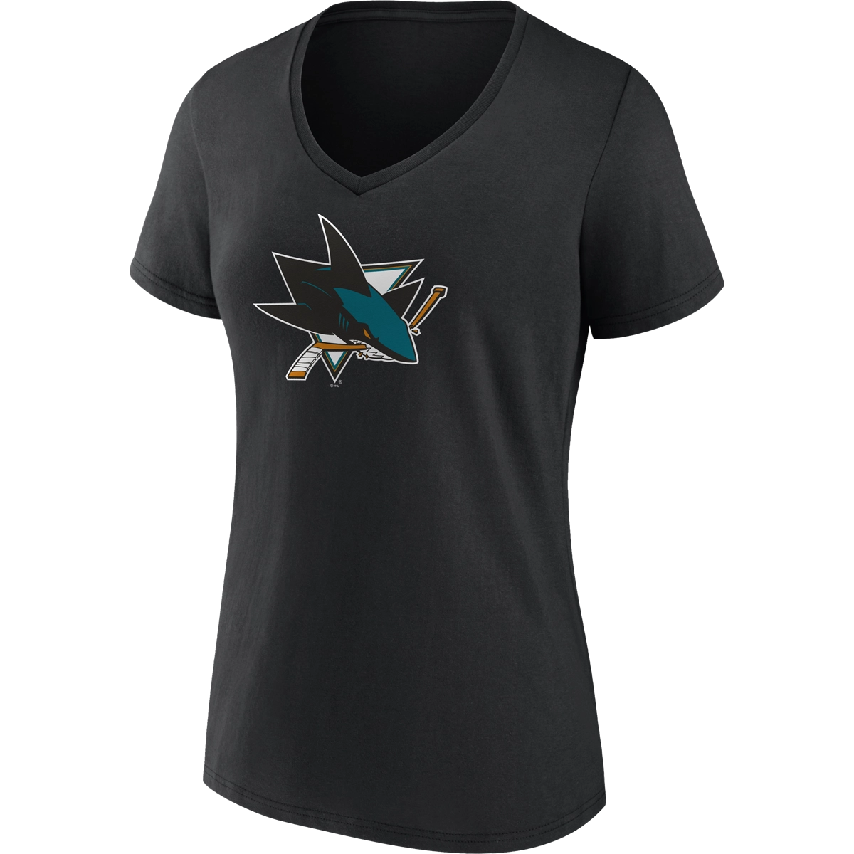 Women's Sharks Team Logo Short Sleeve V-Neck