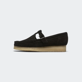Womens Wallabee T Bar - Black Suede